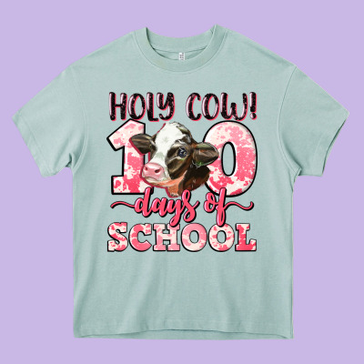 Holy Cow 100 Days Of School Heavy Core Tee Designed By Lillyallendesigns