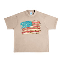French Oak American flag with leopard Urban Heavy Tee - HowdyJamesFarm