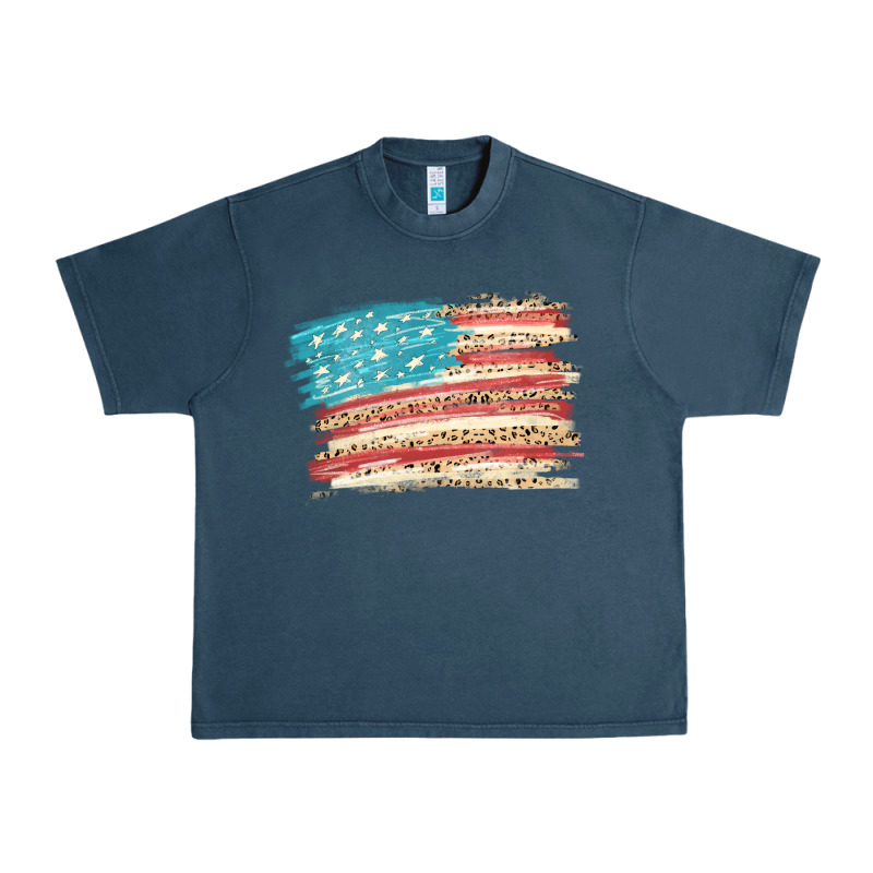 American Flag With Leopard Urban Heavy Tee by HowdyJamesFarm | Teevron