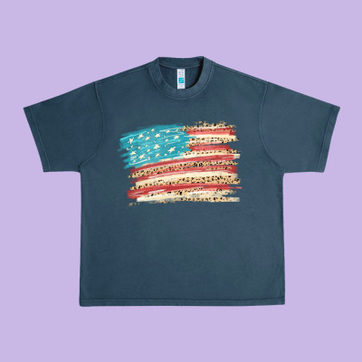 American Flag With Leopard Urban Heavy Tee Designed By Howdyjamesfarm