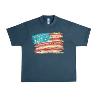 Midnight Navy American flag with leopard Urban Heavy Tee - HowdyJamesFarm