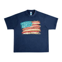 Navy American flag with leopard Urban Heavy Tee - HowdyJamesFarm