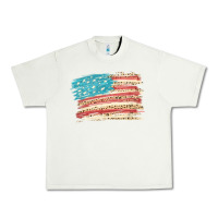 Pistachio American flag with leopard Urban Heavy Tee - HowdyJamesFarm