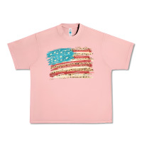 Salmon American flag with leopard Urban Heavy Tee - HowdyJamesFarm