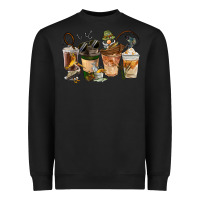 Black Fishing Coffee Cups Heavyweight Sweatshirt - FaDigitalArtStudio
