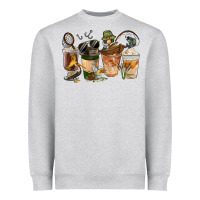 Heather Grey Fishing Coffee Cups Heavyweight Sweatshirt - FaDigitalArtStudio