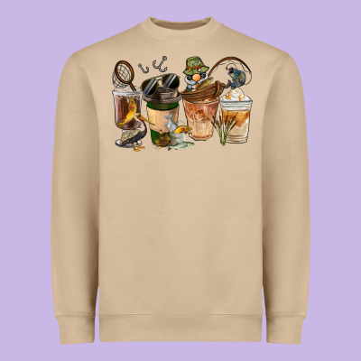 Fishing Coffee Cups Heavyweight Sweatshirt Designed By Fadigitalartstudio