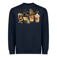 Navy Fishing Coffee Cups Heavyweight Sweatshirt - FaDigitalArtStudio