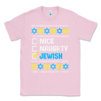 Bubblegum Pink nice naughty jewish ugly hanukkah sweater chanukah jew gift premium t Classic Tee - minhPixels