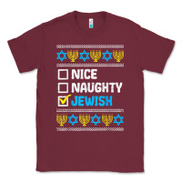 Burgundy nice naughty jewish ugly hanukkah sweater chanukah jew gift premium t Classic Tee - minhPixels