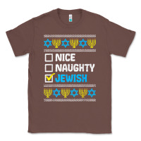 Chestnut nice naughty jewish ugly hanukkah sweater chanukah jew gift premium t Classic Tee - minhPixels