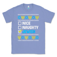 Colony Blue nice naughty jewish ugly hanukkah sweater chanukah jew gift premium t Classic Tee - minhPixels