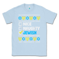 Dusty Blue nice naughty jewish ugly hanukkah sweater chanukah jew gift premium t Classic Tee - minhPixels