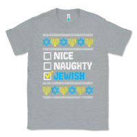 Heather Grey nice naughty jewish ugly hanukkah sweater chanukah jew gift premium t Classic Tee - minhPixels