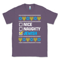 Lavender nice naughty jewish ugly hanukkah sweater chanukah jew gift premium t Classic Tee - minhPixels