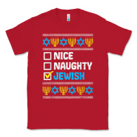 Red nice naughty jewish ugly hanukkah sweater chanukah jew gift premium t Classic Tee - minhPixels
