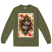 Army Green King Of Hearts Cowboy Long Sleeve Tee - HowdyJamesFarm