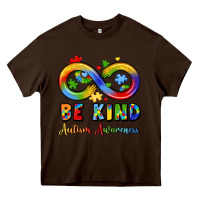 Chocolate Brown be kind autism awareness infinity symbol Heavy Core Tee - LillyAllenDesigns