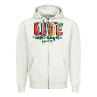 Oatmeal Heather Love ComeDown Luke 2.11-2 Zipper Hoodie - CowhideDigitalArt