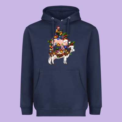 Stacked Christmas Farm Animals Heavyweight Hoodie Designed By Artiststas
