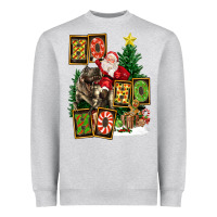 Heather Grey Christmas Trex Ho Ho Ho Santa Heavyweight Sweatshirt - FaDigitalArtStudio