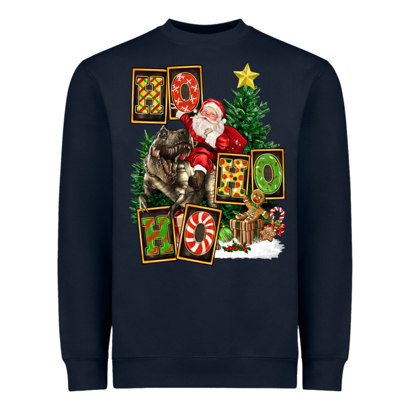 Christmas Trex Ho Ho Ho Santa Heavyweight Sweatshirt by FaDigitalArtStudio | Teevron