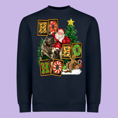 Christmas Trex Ho Ho Ho Santa Heavyweight Sweatshirt Designed By Fadigitalartstudio