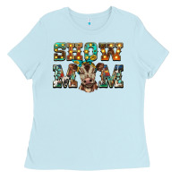 Baby Blue show mom brown calf Ladies Tee - BarkalooDesign
