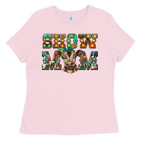 Bubblegum Pink show mom brown calf Ladies Tee - BarkalooDesign