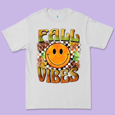 Fall Vibes Smiley Face Premium Tee Designed By Barkaloodesign