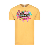 Vintage Mustard My god is stronger than Cancer Awareness Vintage Tee - HowdyJamesFarm