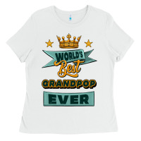 White world's best grandpop ever Ladies Tee - Jasminsmagicworld