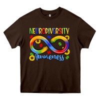 Chocolate Brown neurodiversity awareness Heavy Core Tee - LillyAllenDesigns