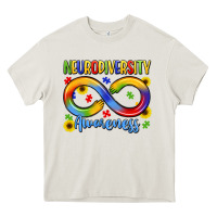 Cream neurodiversity awareness Heavy Core Tee - LillyAllenDesigns