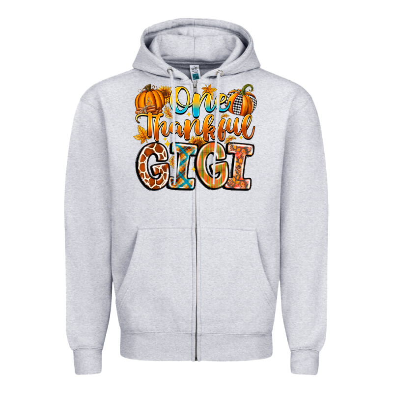 One Thankful Gigi Zipper Hoodie by CowhideDigitalArt | Teevron