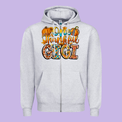 One Thankful Gigi Zipper Hoodie Designed By Cowhidedigitalart