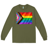Army Green Pride flag background Long Sleeve Tee - CowGirlArtShop