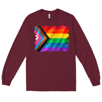 Burgundy Pride flag background Long Sleeve Tee - CowGirlArtShop