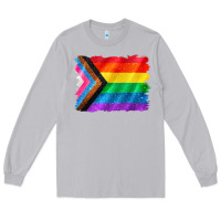 Moon Dust Pride flag background Long Sleeve Tee - CowGirlArtShop