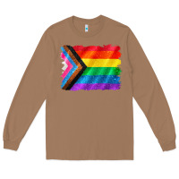 Toasted Coconut Pride flag background Long Sleeve Tee - CowGirlArtShop
