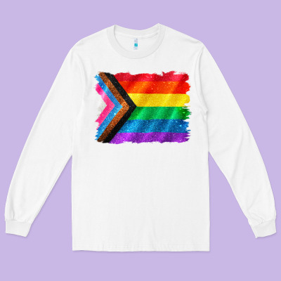 Pride Flag Background Long Sleeve Tee Designed By Cowgirlartshop