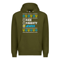 Army Green nice naughty jewish ugly hanukkah sweater chanukah jew gift premium t Premium Hoodie - minhPixels