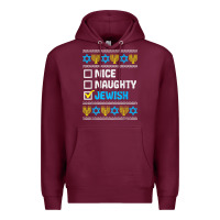 Nice Naughty Jewish Ugly Hanukkah Sweater Chanukah Jew Gift Premium T Premium Hoodie | Teevron