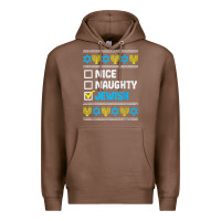 Chestnut nice naughty jewish ugly hanukkah sweater chanukah jew gift premium t Premium Hoodie - minhPixels