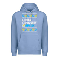 Colony Blue nice naughty jewish ugly hanukkah sweater chanukah jew gift premium t Premium Hoodie - minhPixels