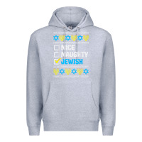 Heather Grey nice naughty jewish ugly hanukkah sweater chanukah jew gift premium t Premium Hoodie - minhPixels