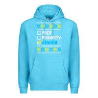 Ocean Blue nice naughty jewish ugly hanukkah sweater chanukah jew gift premium t Premium Hoodie - minhPixels