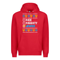 Red nice naughty jewish ugly hanukkah sweater chanukah jew gift premium t Premium Hoodie - minhPixels