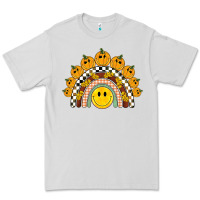 Dove Grey fall smiley face groovy rainbow Premium Tee - BarkalooDesign