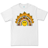 White fall smiley face groovy rainbow Premium Tee - BarkalooDesign